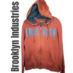 Brooklyn Industries Unisex Rust Orange Distressed Hoodie, Size Large